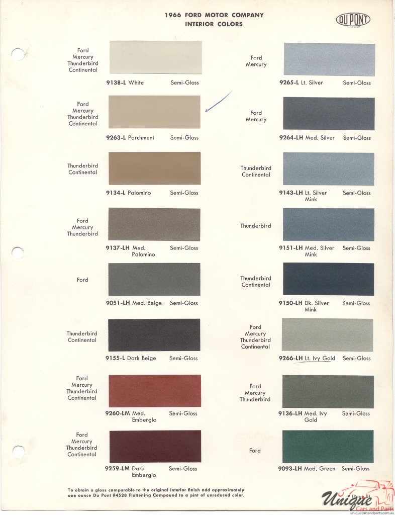 1966 Ford Paint Charts DuPont 5